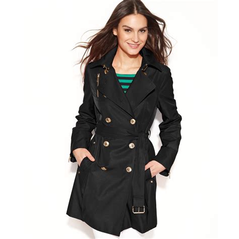 michael kors double breasted belted trench coat|Michael Kors husk waterproof coat.